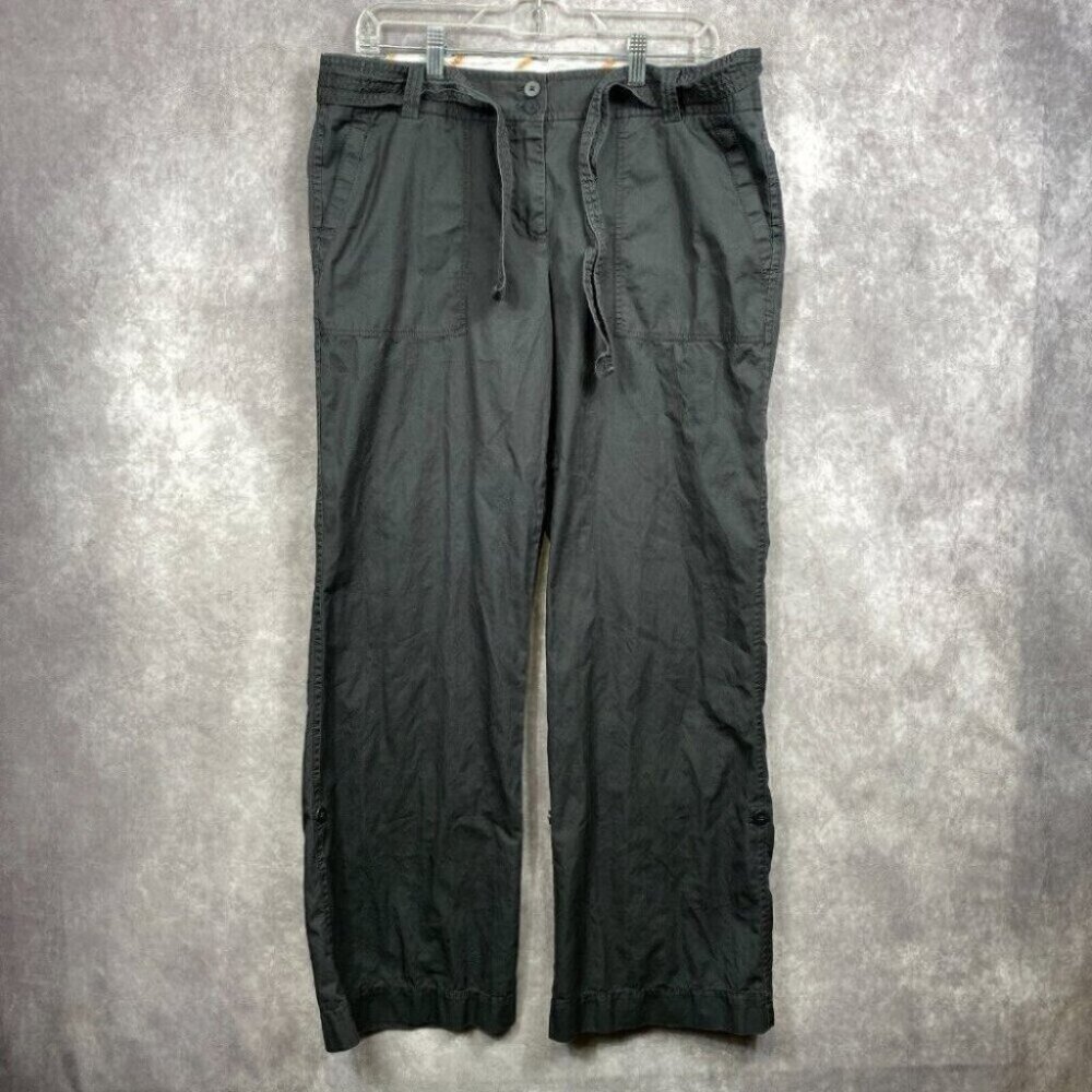 J.CREW Chino Pants Womens 12 Gray City Fit Belted Roll-Up Classic Twill